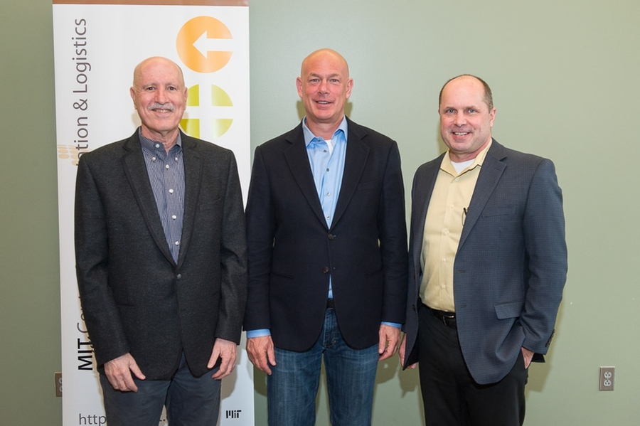 Left to right: Professor Yossi Sheffi, Jeff Silver, and Chris Caplice. Caplice was named the Silver Family Research Fellow.