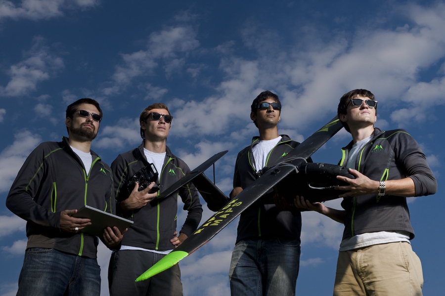 Left to right: Forrest Meyen SM ’13, Michael Klinker, Nikhil Vadhavkar, and Edward Obropta ’13, SM ’15.