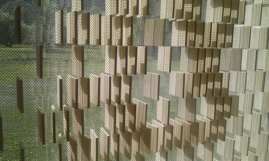 Azra Akšamija's "Shingle-Mihrab" (detail of prayer space of the Islamic cemetery in Altach, Austria), mixed media, 2012