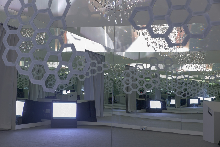 Installation view: Joan Jonas, "They Come to Us without a Word," NTU Centre for Contemporary Art Singapore, Jan. 22-April 3, 2016.