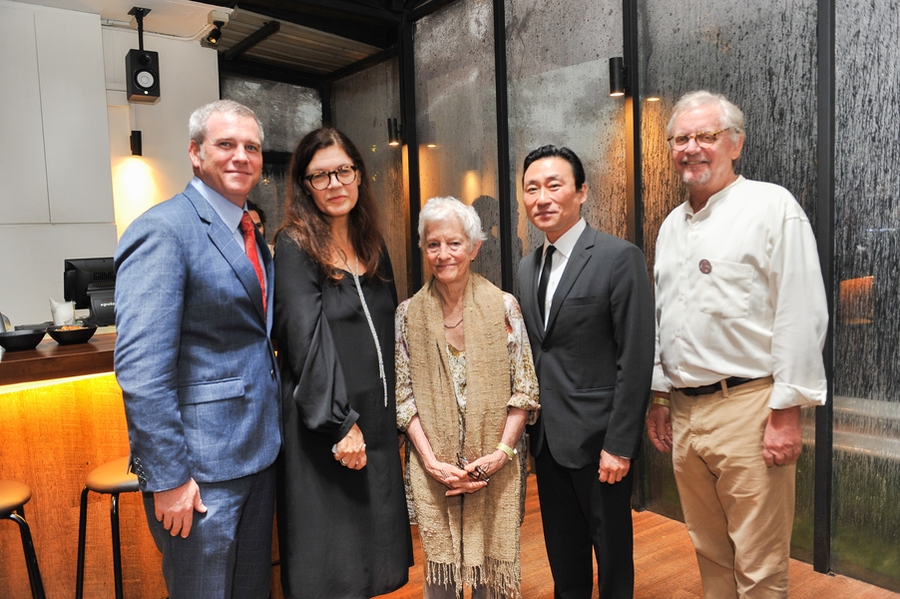 Left to right: The Honorable Kirk W. Wagar, U.S Ambassador to Singapore; Professor Ute Meta Bauer, director of NTU Centre for Contemporary Art Singapore (and former director of MIT ACT); MIT ACT Professor Emerita Joan Jonas; Paul C. Ha, director of the MIT List Visual Arts Center; and John Tirman, executive director and principal research scientist at the Center for International Studies.