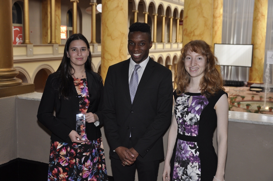 Sophia Yakoubov (left), holding her 20 Twenties trophy, was photographed with fellow MIT-affiliated honorees Samuel Udotong (center) and Jillian James at the annual Laureates Awards event held in Washington earlier this month. Kathrine Bretl, the other awardee from MIT, did not attend the event.