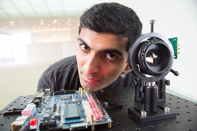 Achuta Kadambi of MIT is the $15,000 Lemelson-MIT “Use it!” Graduate Winner for his portfolio of advanced camera inventions including the Nanophotography camera, a camera that can capture light in motion faster than the human eye and the Polarized 3-D Camera, the first 3-D camera to use the polarization of light as its operating principle.