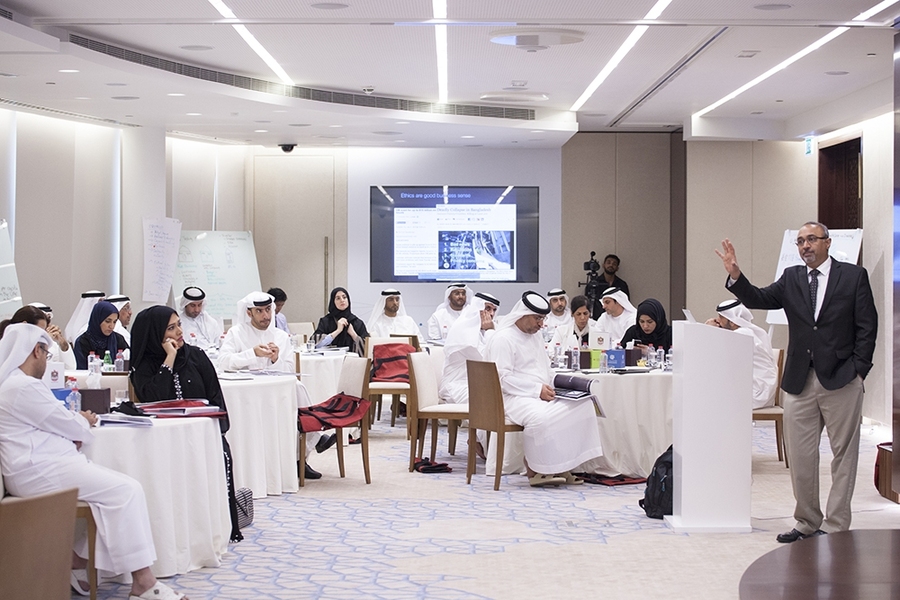Professor Sanjay Sarma (right) teaches his Radical Innovation course in Dubai to over 70 senior UAE government leaders.