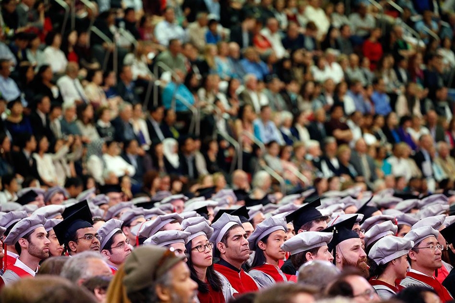 Degree candidates and their friends and families attended today's doctoral hooding ceremony in the Johnson Athletics Center.