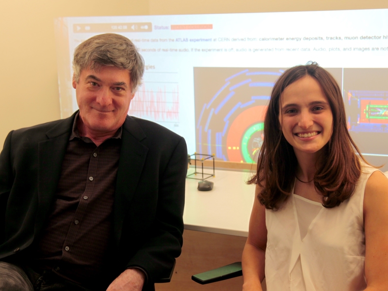 Quantizer's lead researcher Juliana Cherston (right) with Professor Joe Paradiso, head of the Responsive Environments group at the MIT Media Lab.