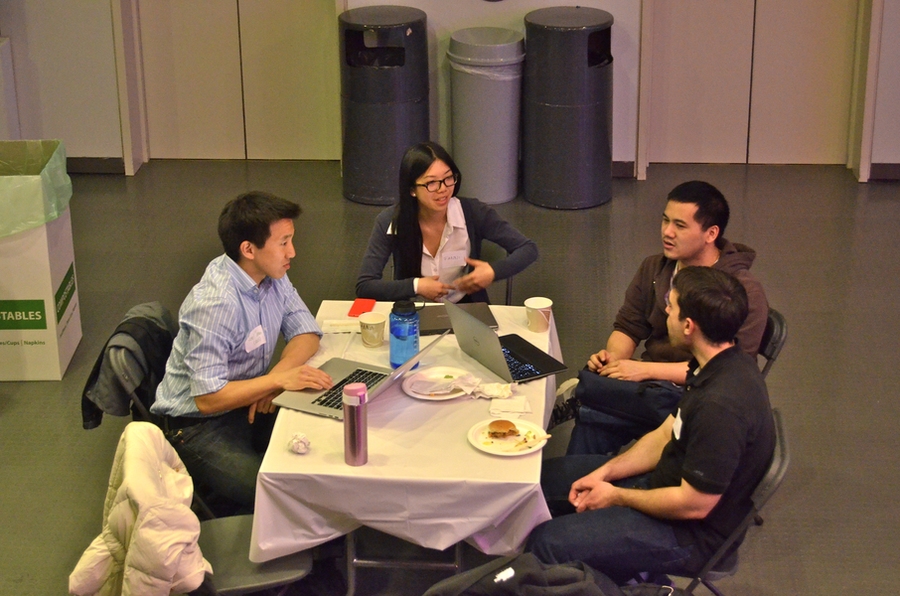 The team that conceptualized CoalMap at the 2015 MIT Clean Earth Hackathon: (left to right) Joel Jean, Fanni Fan, Tony Wu, and David Borrelli. 