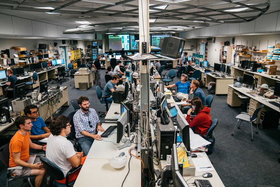 In the control room of MIT’s nuclear reactor, Alcator C-Mod, graduate students Pablo Rodriguez Fernandez, Alex Creely, Juan Ruiz Ruiz, and research scientist Nathan Howard work toward the creation of a fusion reactor that can address the world’s energy needs.