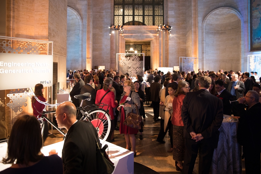 Guests at the Cipriani 25 Broadway event mingled and explored exhibits highlighting MIT innovations ahead of the event program.