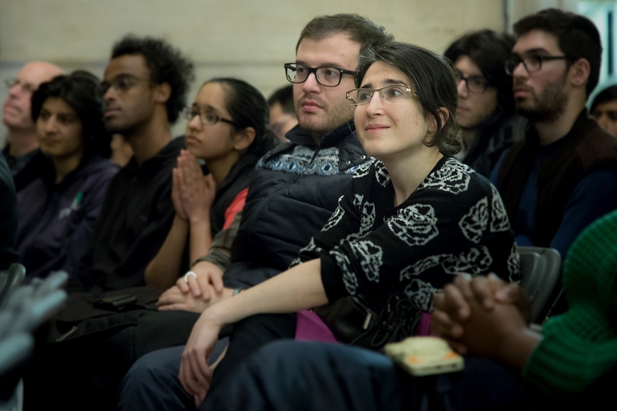 Some 150 MIT faculty, staff, and students came together in Lobby 10 to affirm the enduring values and purposes that unite the community.