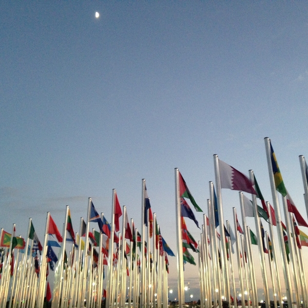 World flags wave outside the UNFCCC COP22 conference venue in Marrakech, Morocco on Nov. 8.