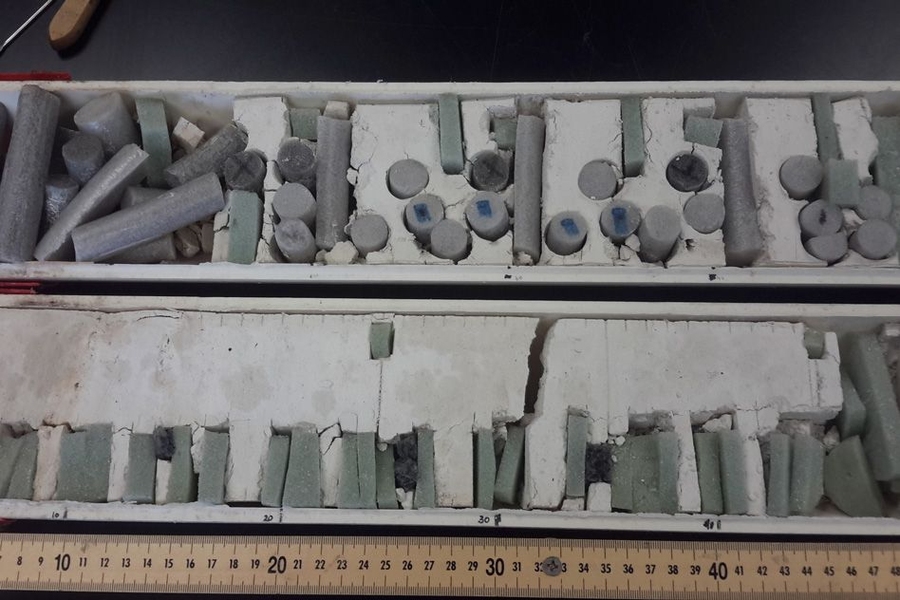 Researchers reconstructed the African dust plume over the last 23,000 years by analyzing sediment core samples from the Bahamas, pictured here. They analyzed the samples for isotopes of thorium — an element that exists in windblown dust worldwide, at known concentrations. As is a common practice, they replaced the sampled areas of each core with foam.