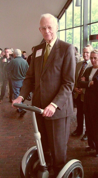Jay Forrester tries out a Segway in 2003.