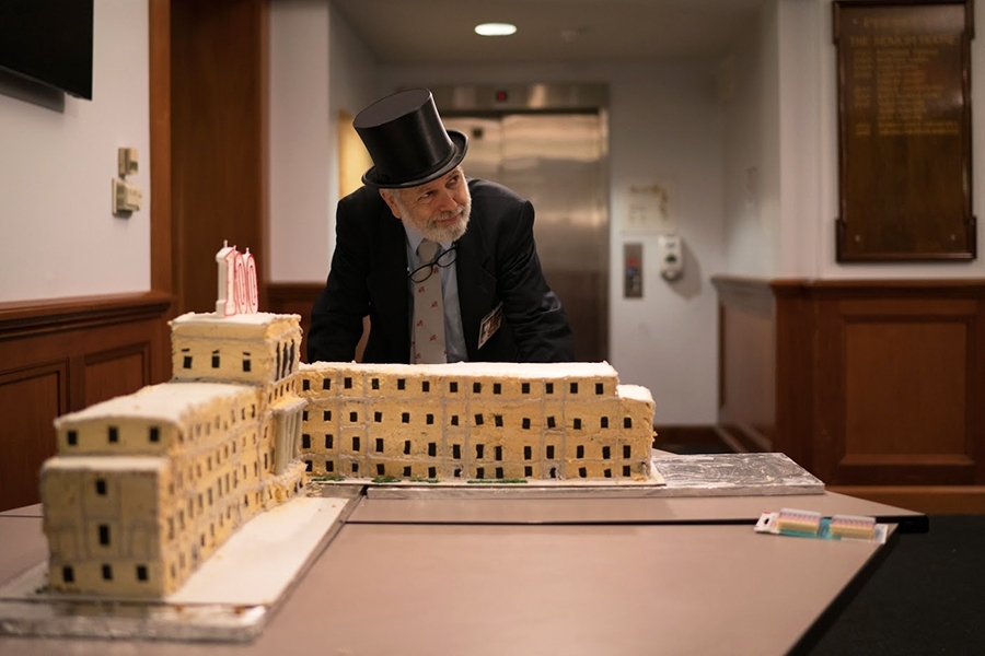 For its centennial birthday, a special Senior House cake was made in the likeness of MIT's oldest dorm.