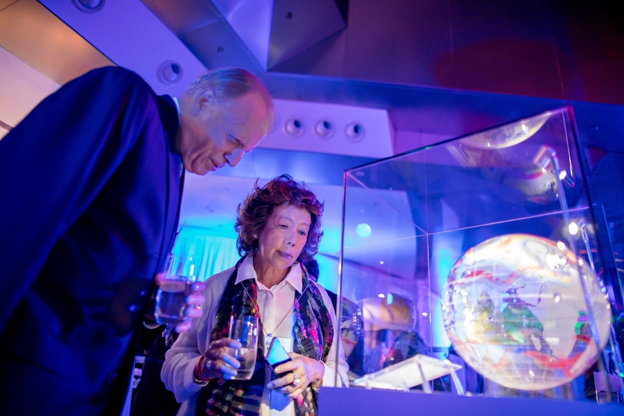 Guests explored exhibits highlighting MIT innovations ahead of the event program. 