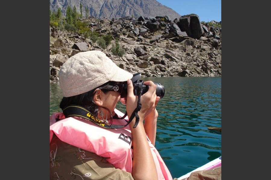 Huma Yusuf on a research trip, at Kachura Lake in Skardu, northern Pakistan.