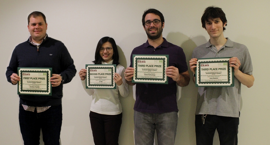 Graduate student winners, from left to right: Jonathan Franklin (1st place), Le Ngo (2nd place), and Daniel Rothenberg and Jules Stephan (3rd-place tie).