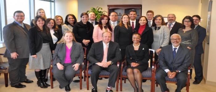 A delegation of Panamanian officials participating in a U.S. Trade and Development Agency (USTDA) program (shown here with USTDA officials) will visit MIT this week to learn about innovative life-cycle cost analysis models developed by the MIT Concrete Sustainability Hub. 