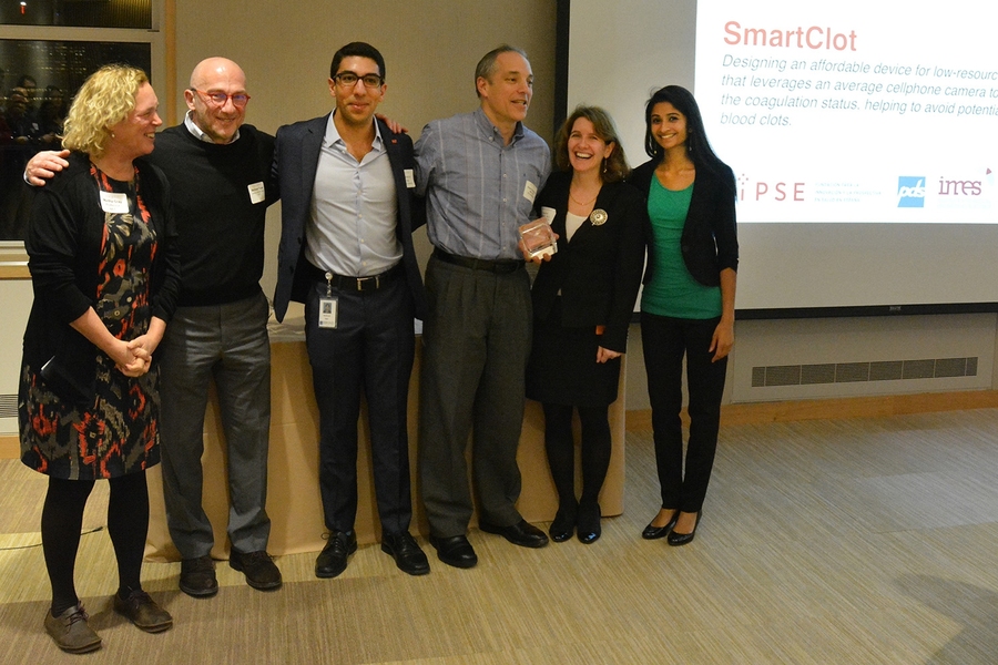 Among the awards presented at a recent MIT linQ event was the IMES Award, given to SmartClot, a student team designing an affordable device for low-resource settings that leverages a cellphone camera to determine coagulation status, helping to avoid potentially fatal blood clots.
