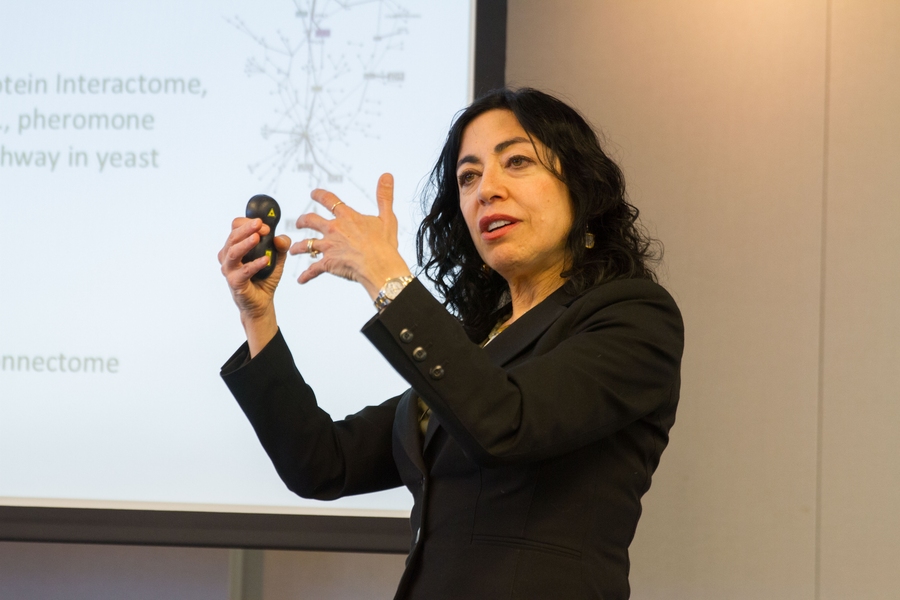 Jennifer Chayes, distinguished scientist and managing director of Microsoft Research New England, speaks at the Women in Data Science Conference.