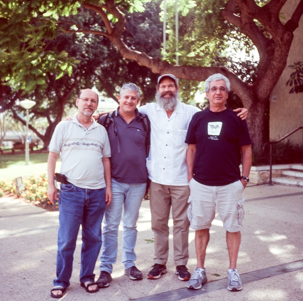 MIT professor Alexander Slocum (second from right) with Israeli colleagues (l-r) Professor Abraham Kribus of Tel Aviv University; Professor Clive Lipchin, director of the Center for Transboundary Water Management at the Arava Institute for Environmental Studies; and Professor Jacob Karni of the Weizmann Institute of Science.
