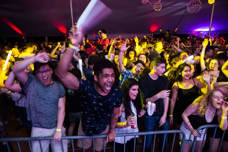 Approximately 9,000 people, comprising MIT students, faculty, staff, and friends, got their groove on in four tent dance parties on campus. Dance teams Mocha Moves and MIT Bhangra made special guest appearances.
