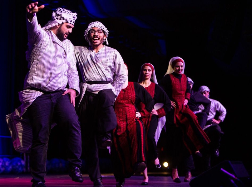 Palestine @ MIT performed Dabke, a dance performed at weddings, special occasions, and family gatherings in Palestine, Lebanon, Syria, and Jordan. Legend says that when the mud on people’s houses cracked due to weather changes, members of their family or community would come to help patch it by joining hands, and stomping the mud into place, as evoked in the dance.
