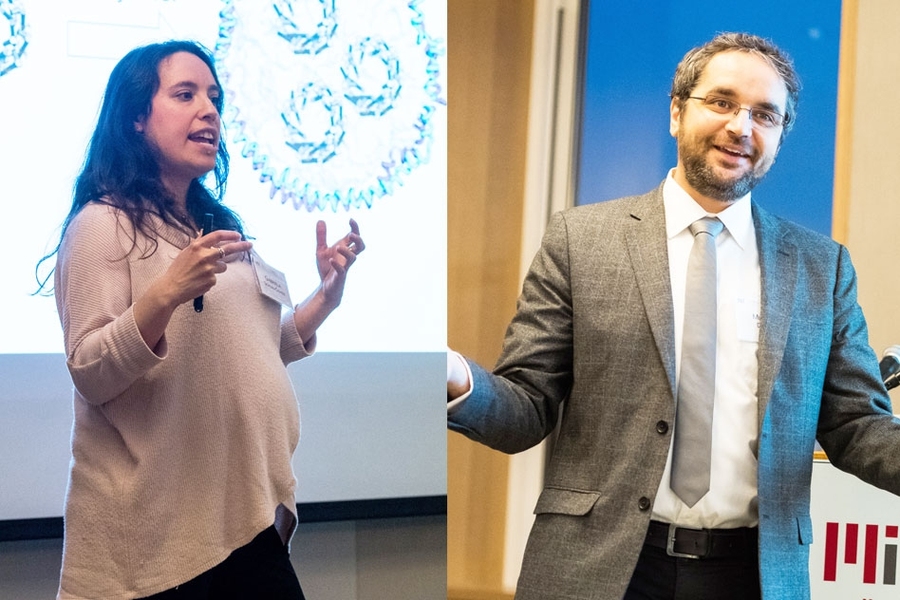 Assistant Professor Gabriela Schlau-Cohen (left) and Associate Professor Mircea Dincă explored how their research at the microscopic level can help address big challenges.