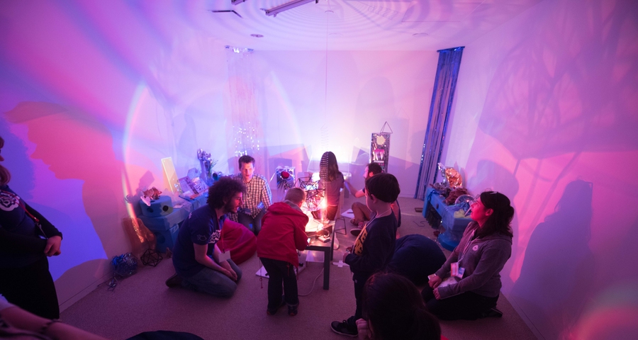 In the Light Play activity, kids used Scratch to explore and manipulate light patterns.