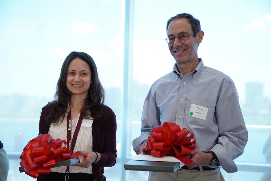 Digital learning scientist Jennifer French (left) and Professor David Jerison received an award for their “Calculus Series,” for the development of a new sketch input tool, innovative live-action videos, and the team’s high level of commitment to the course development and creating the best possible product.