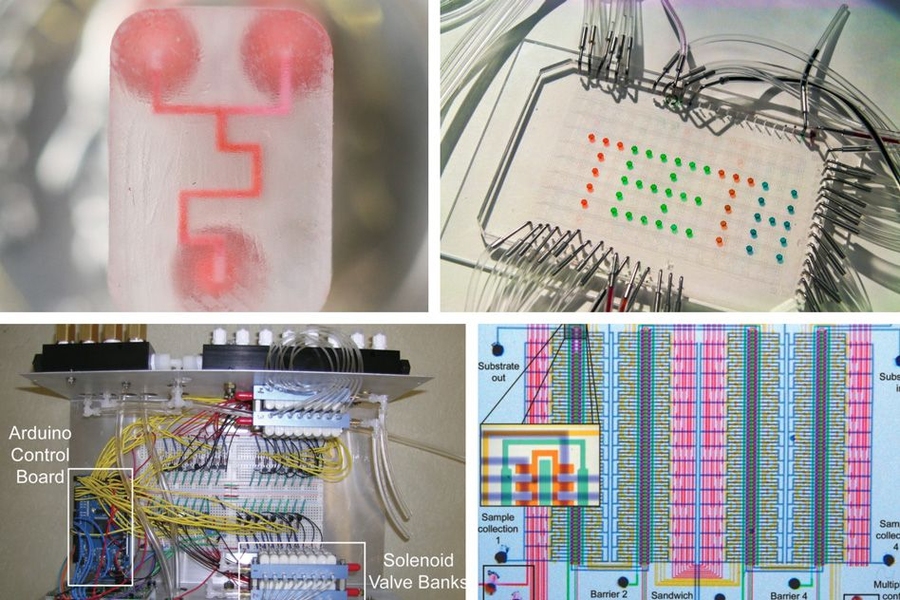Metafluidics.org, a new MIT open-source website, supplies blueprints for microfluidic parts. Pictured are a few photographs from the website.
