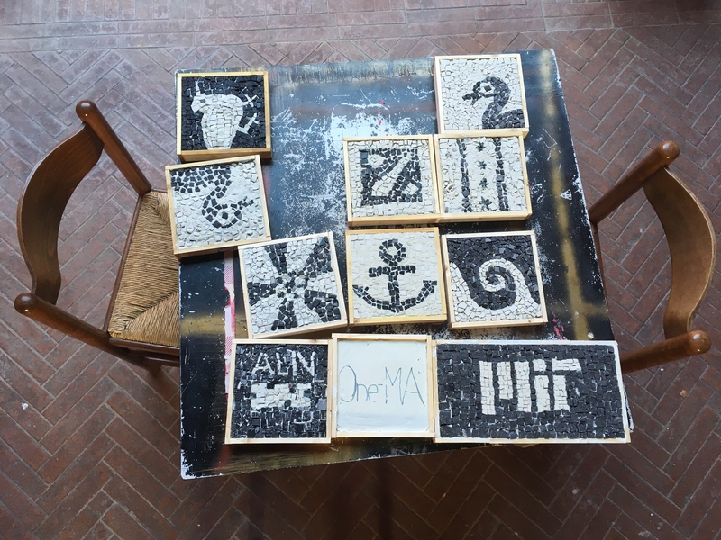 Students designed mosaics using based on ancient methods and recipes learned and witnessed in Italy. 