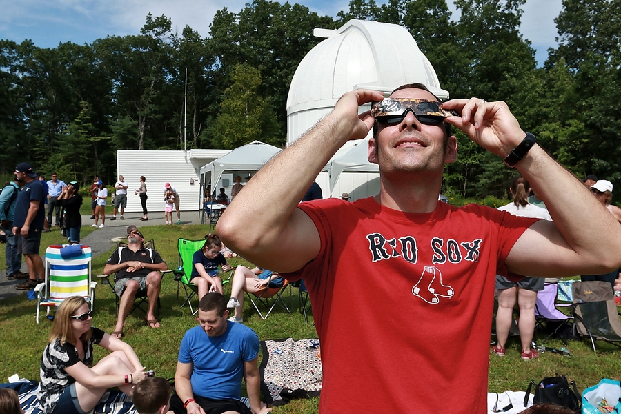 About 200 people traveled to Westford, Massachusetts, to view the partial eclipse.