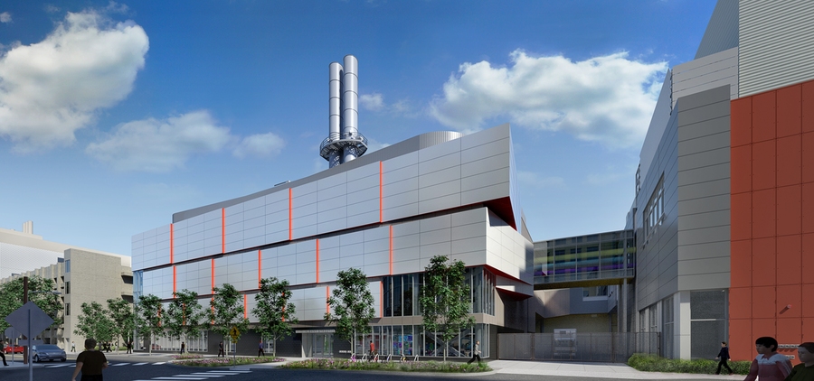Conceptual sketch of the upgraded Central Utilities Plant, as viewed from Albany Street