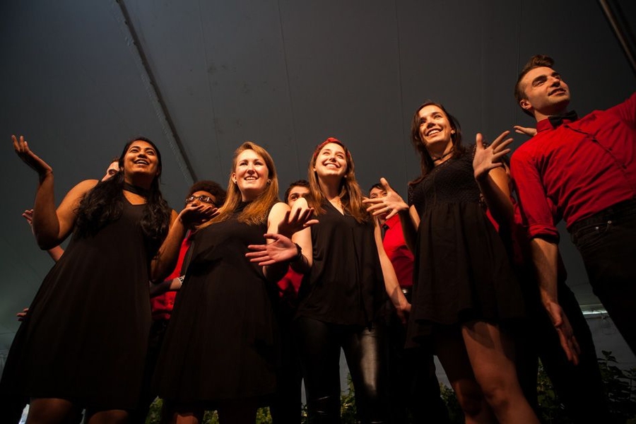 The MIT Chorallaries introduced the Class of 2021 to the School Song.