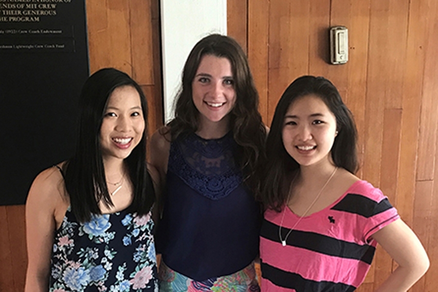 MIT students (l-r) Stephanie Li, Kelly Barton, and Fiona Zhang are interning at Sevreve.