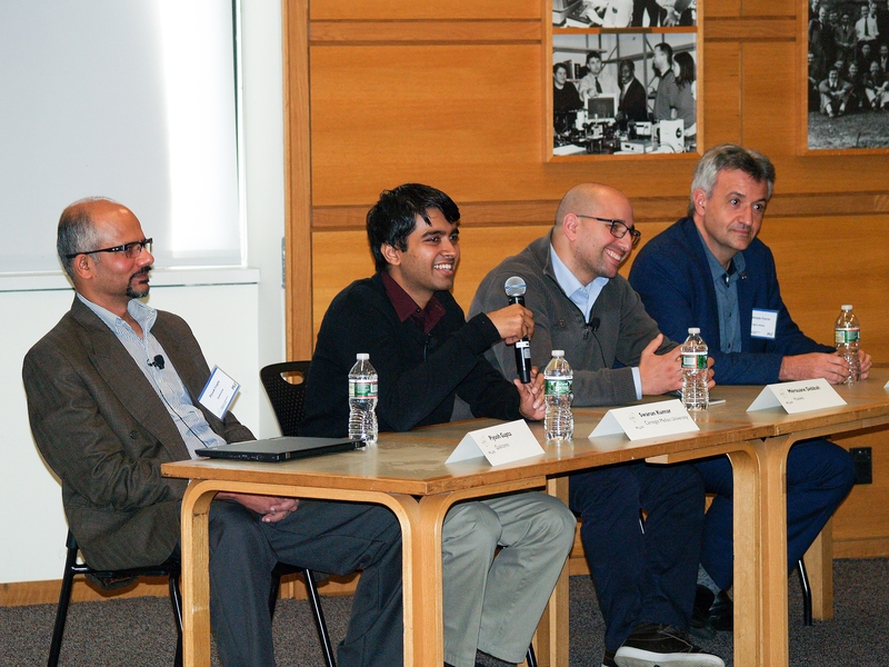 Members of the Industry and Systems Panel included (l-r): Piyush Gupta of Qualcomm, Swarun Kumar of Carnegie Mellon University, Mérouane Debbah of Huawei, and Christophe Fourtet of Sigfox.