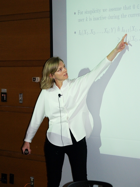 Victoria Kostina of CalTech presented during the workshop’s second information theory session.