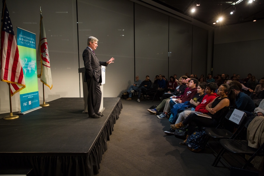 Senator Sheldon Whitehouse answers audience questions.