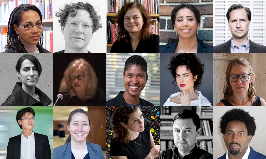 First row (l-r): Erica James, Christoph Reinhart, Ana Miljački, Janelle Knox-Hayes, Hugh Herr. Second row (l-r): Mariana Ibañez, Judith Barry, Danielle Wood, Neri Oxman, Lauren Jacobi. Third row (l-r): Jinhua Zhao, Miho Mazereeuw, Sarah Williams, William (Liam) O’Brien, Jason Jackson. 