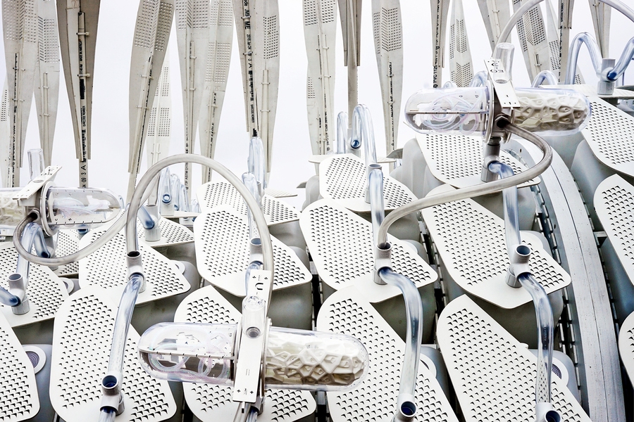 Within a project for cricket farming to provide a sustainable alternative source of protein, a circulation system integrates the bio-units into one agricultural system.