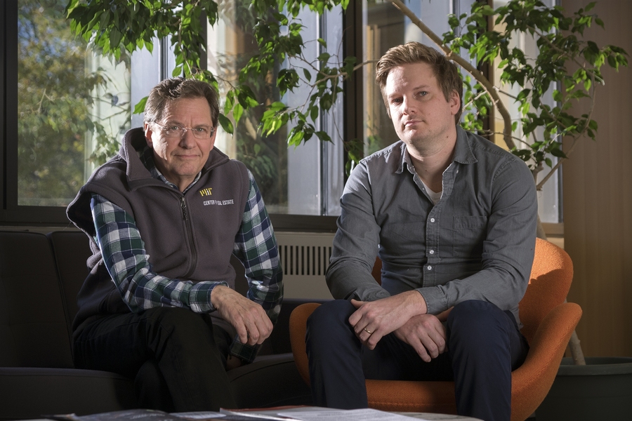 David Geltner (left), a professor of real estate finance, and postdoc Alexander van de Minne are helping translate masses of data into predictive tools for investors.