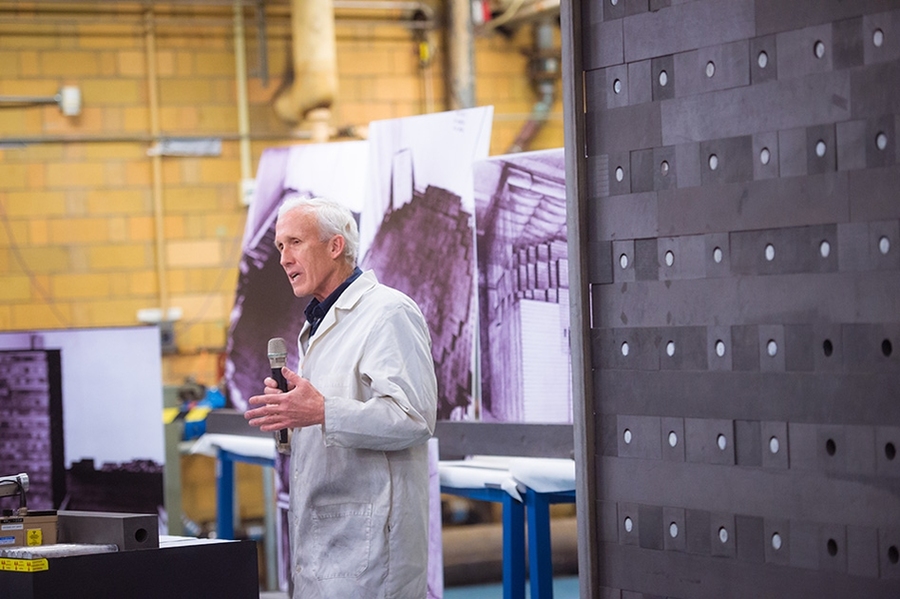 Professor of the Practice Kord Smith related the history of the graphite exponential pile to 48 guests on Dec. 2 at MIT's Nuclear Reactor Lab. 