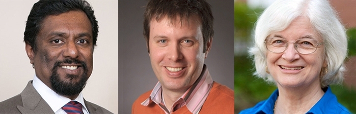 Three longtime EECS faculty members have been named as new associate department heads: (l-r) professors Saman Amarasinghe, Joel Voldman, and Nancy Lynch.