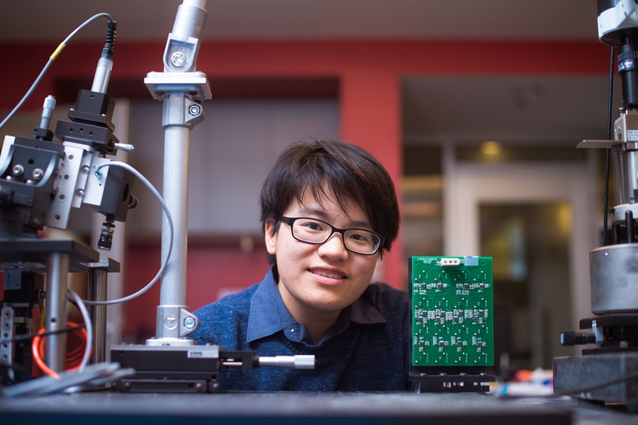 Jesse Chang, a senior in EECS, is working on a SuperUROP project to help improve the imaging speeds of atomic-force microscopes (AFMs).