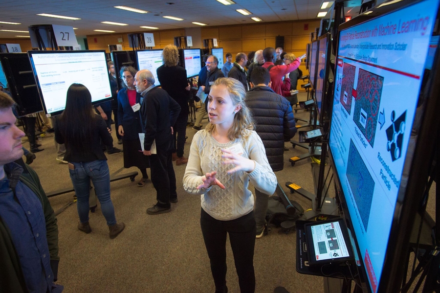 SuperUROP scholars, including EECS senior Emily Damato, discussed their research projects during an intensive Proposal Pitch session near the end of fall term.