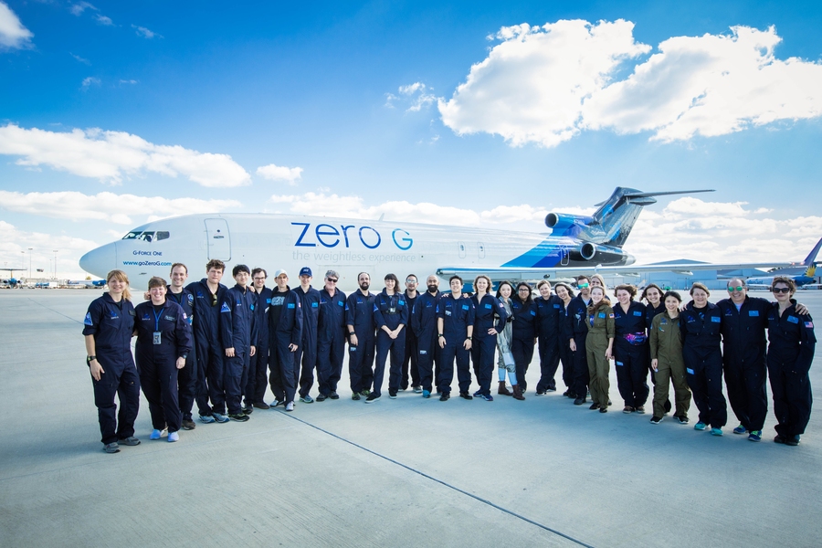 The Zero Gravity flight team assembled in front of the plane.