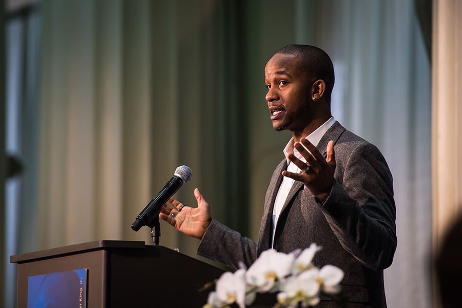 Former NFL player Wade Davis, who is now an equality advocate and educator, presented the keynote address, in which he urged the audience that as they fight for equality and justice, “the work must become personal.”