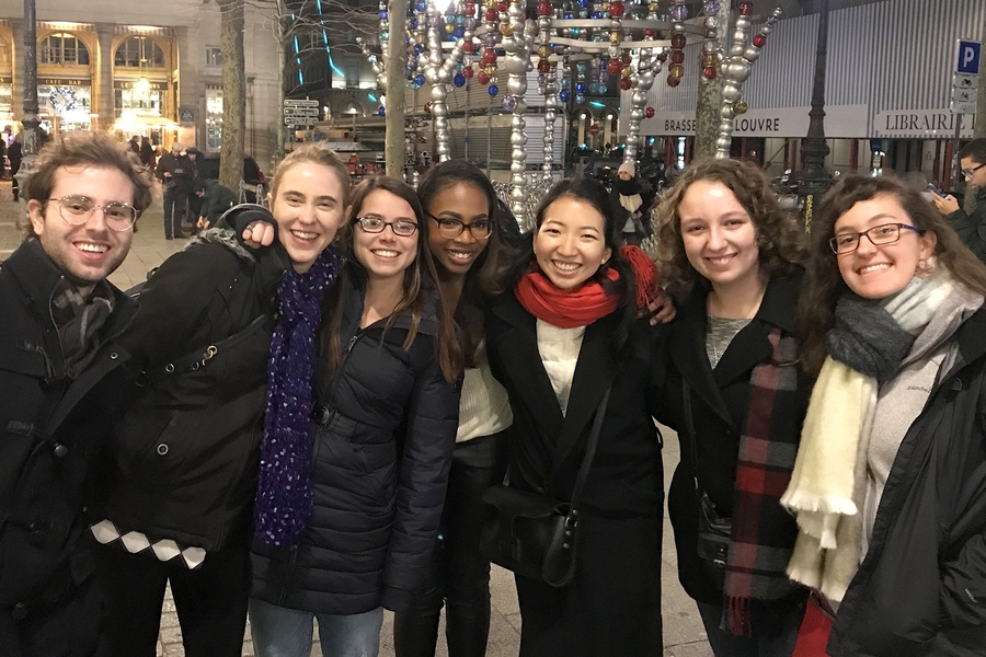 The January Scholars, all of whom excel in French studies at MIT (left to right): senior David Dellal, mechanical engineering; senior Anelise Newman, electrical engineering and computer science; senior Shannon Miller, mechanical engineering; senior Sefa Yakpo, management; junior Kaymie Shiozawa, mechanical engineering; junior Rebecca Grekin, chemical engineering; sophomore Melissa Meloche, mechani...