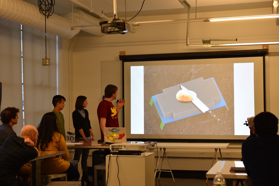 Team SafeSlice shows off its winning design.